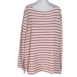 Old Navy Cream and Red Stripe Long Sleeve Tee NWT Size XXL Plus Size Knit Top